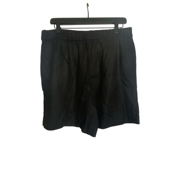 J.Crew Size 12 Black Linen Blend Shorts Women Elastic Waist In Back - Picture 3 of 6
